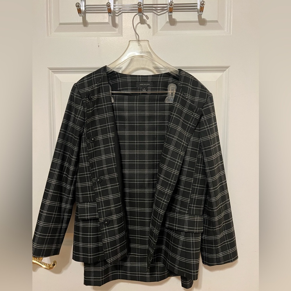 Ann Taylor Windowpane Skirt Suit Set NWT